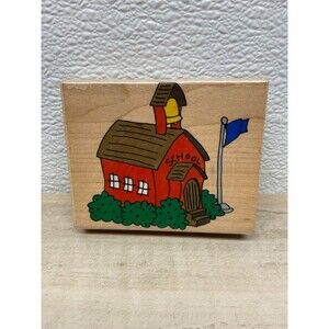 2007 Stampabilities School House Wood Mounted Rubber Stamp